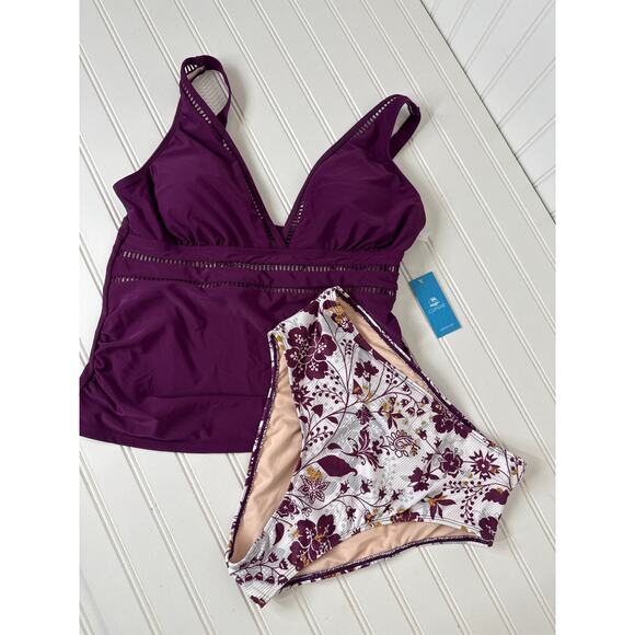 NWT Cupshe Tankini 2 PC Swimsuit - Scalloped Lace & Cutout Bathingsuit Bundle L - Picture 6 of 7